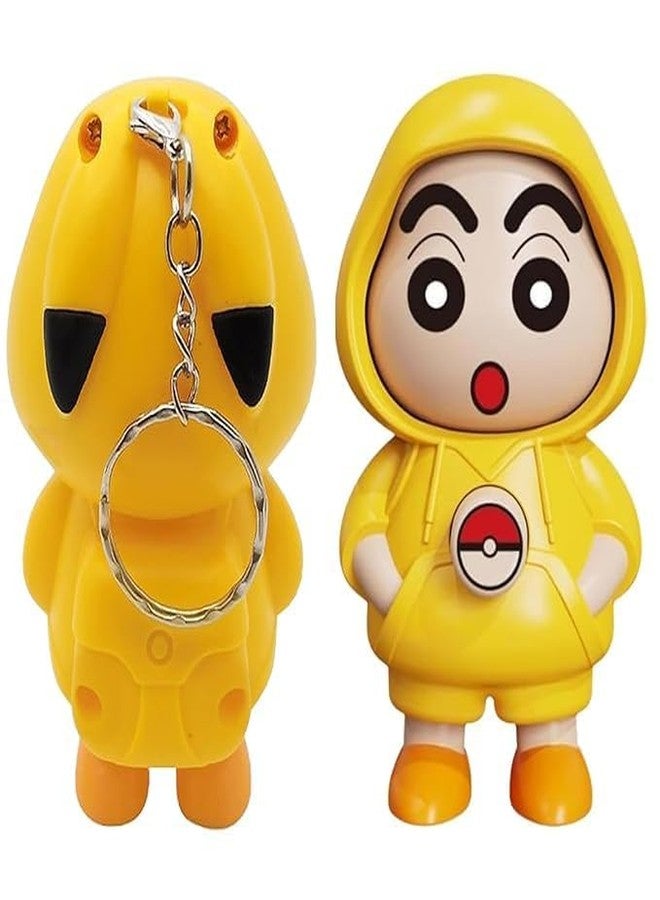 RIDERA Shinchan Action Figure Toy with 3 Face Expressions and Keychain Cute Cartoon Character in Hoodie for Kids Room Decor Gift Collectible Showpiece Toy for Boys Girls Fans (Pack of-2) - Image 4
