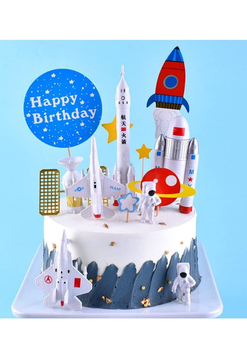 SYOSI Astronaut Cake Decoration Birthday Cake Decoration Astronaut Figures Cake Decoration Space Cake Topper Happy Birthday Children's Birthday Cake Decoration Birthday Party Cake Decoration - Image 4