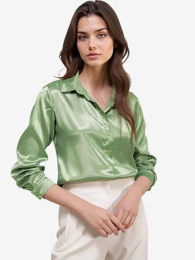 BIG DART BDART Satin Long Sleeve Button Up Shirt