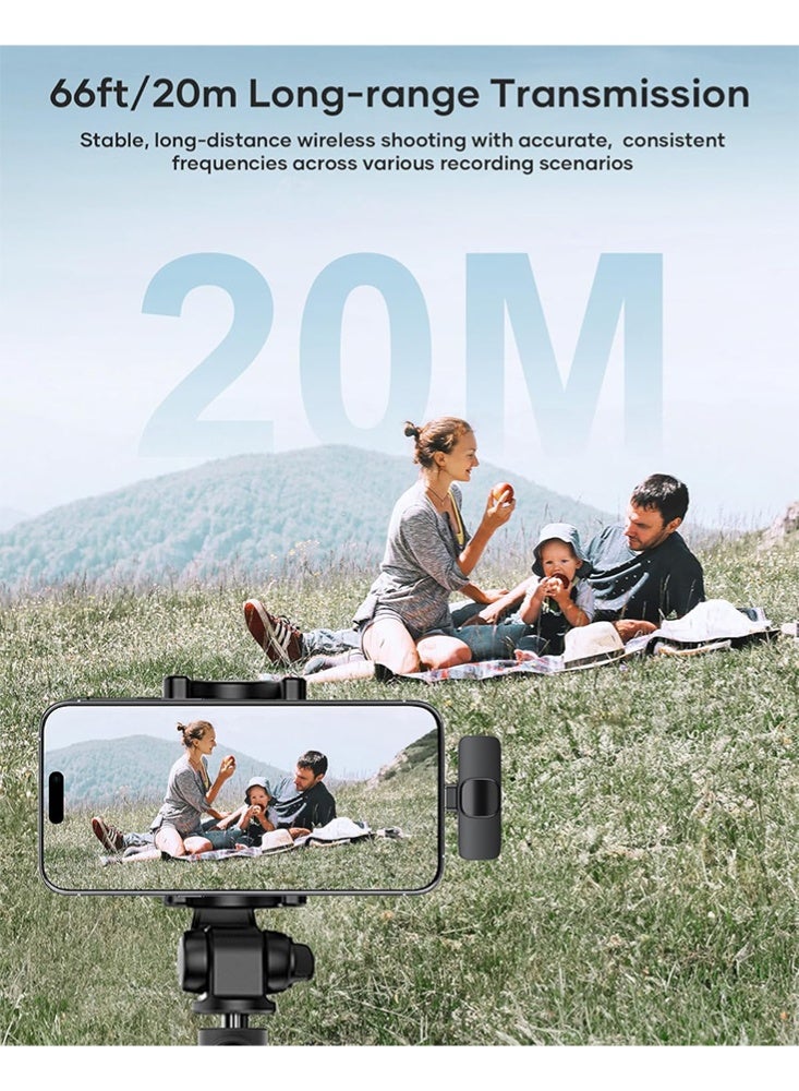 JOYBOS عبوة من 2 ميكروفون لاسلكي للياقة لجهاز iPhone وiPad وهواتف Android، ميكروفون ياقة قابل للتوصيل والتشغيل، ميكروفون لاسلكي صغير لتقليل الضوضاء لتسجيل الفيديو والمقابلات والبودكاست ومقاطع الفيديو على YouTube وTiktok - Image 5