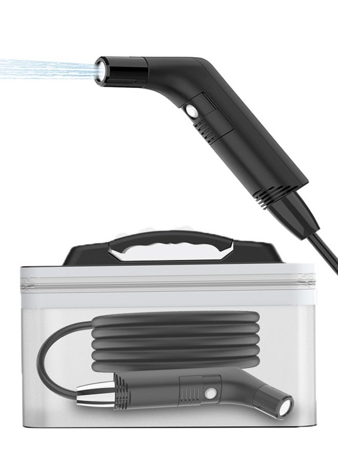 Rechargeable handheld bidet for travel, trips and camping with a 2.3 liter water tank