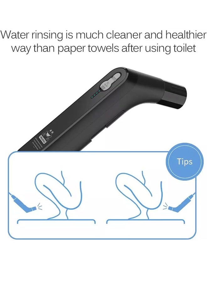 Rechargeable handheld bidet for travel, trips and camping with a 2.3 liter water tank