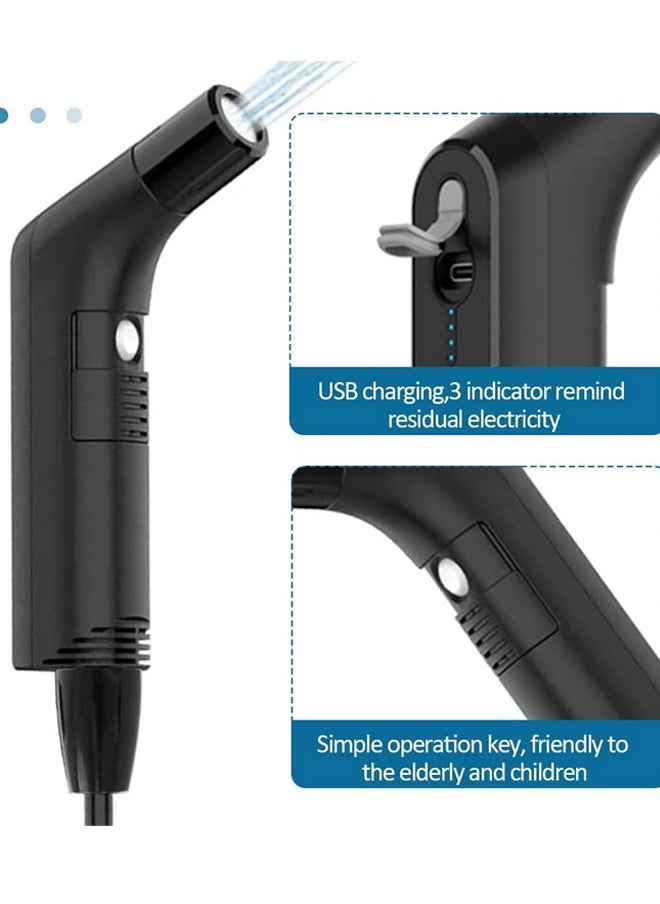 Rechargeable handheld bidet for travel, trips and camping with a 2.3 liter water tank