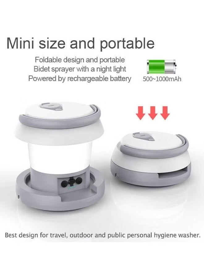 Portable Rechargeable Bidet Sprayer for Travel, Hiking and Camping with Rechargeable LED Light and 1L Water Tank