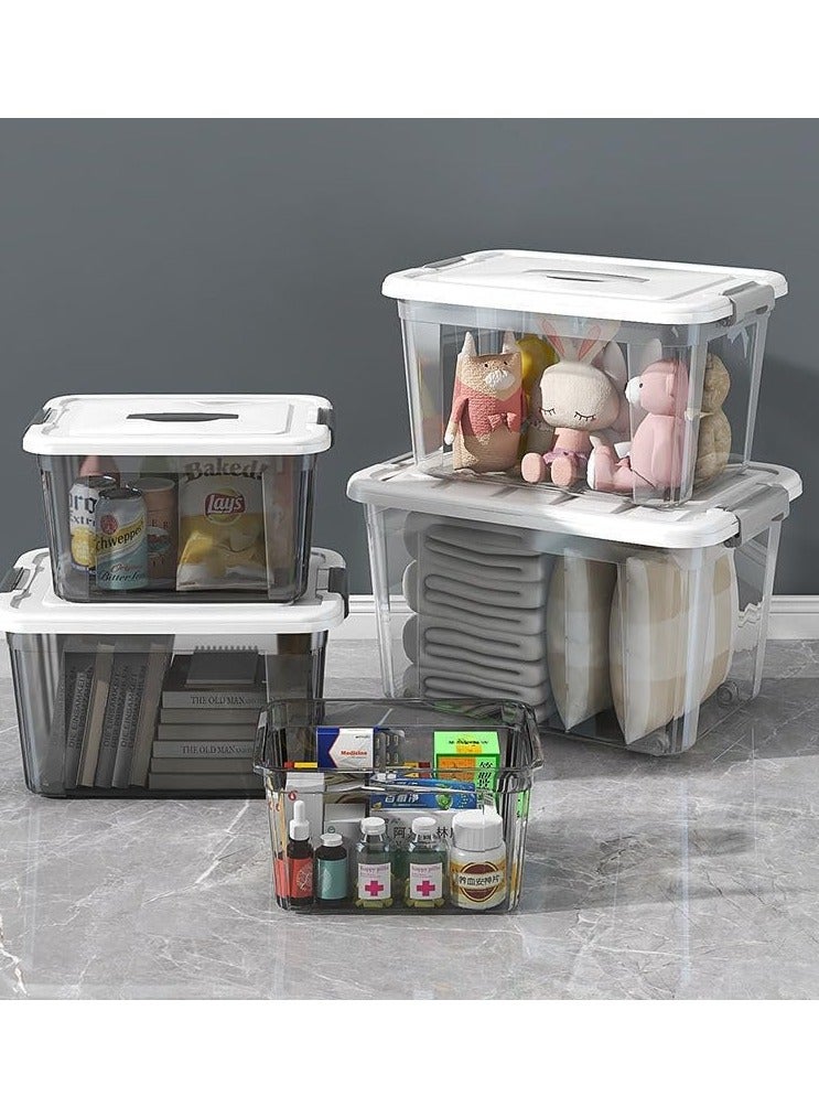 Storage Boxes Multi-Size Transparent Storage Box with Lid & Wheels – Stackable Organizer Bin with Front & Top Opening – Plastic Storage Container for Clothes, Toys, Pantry & Home Use