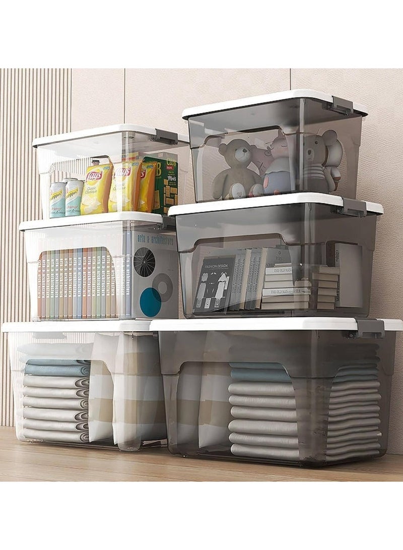 Storage Boxes Multi-Size Transparent Storage Box with Lid & Wheels – Stackable Organizer Bin with Front & Top Opening – Plastic Storage Container for Clothes, Toys, Pantry & Home Use