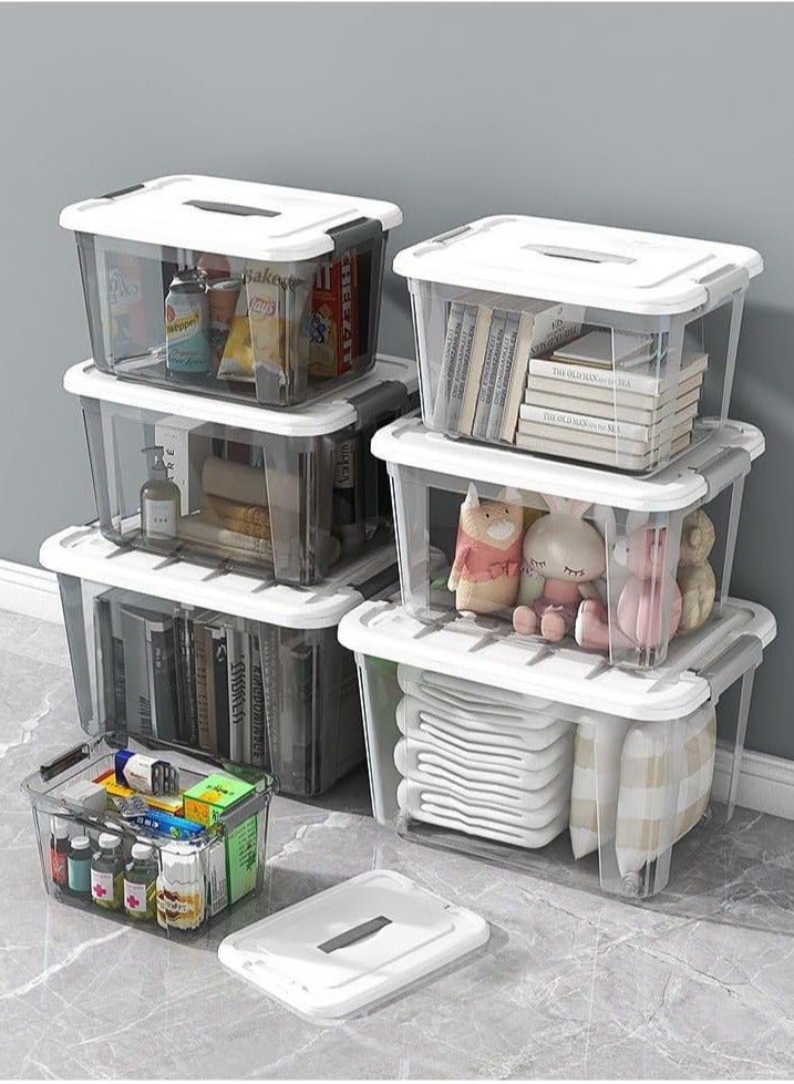 Storage Boxes Multi-Size Transparent Storage Box with Lid & Wheels – Stackable Organizer Bin with Front & Top Opening – Plastic Storage Container for Clothes, Toys, Pantry & Home Use