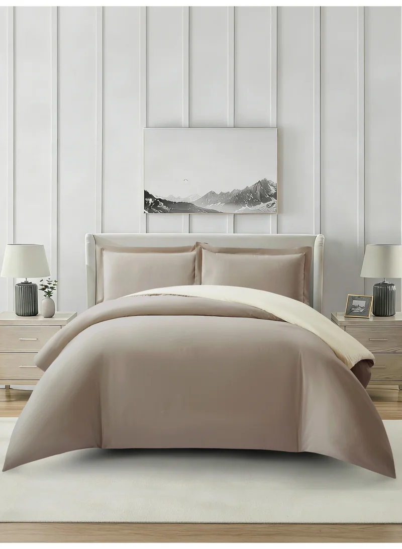 Solid Duvet Cover Set, Fits 150 × 200 cm Bed, Queen Size 4-Piece Set, Brushed Microfiber Without Filler