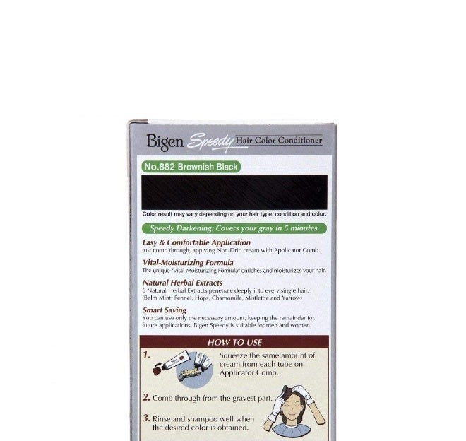 Bigen Speedy Hair Color, 40g + 40g - Brownish Black 882 (Pack of 1) - Image 2