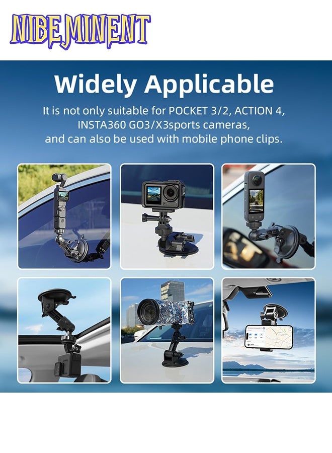 NIBEMINENT Suction Cup Mount for DJI Osmo Pocket 3，Action Camera Car Windshield Suction Cup Mount Window Vehicle Boat Camera Suction Cup Bracket Holder for DJI Osmo Pocket 3 Accessories - Image 4