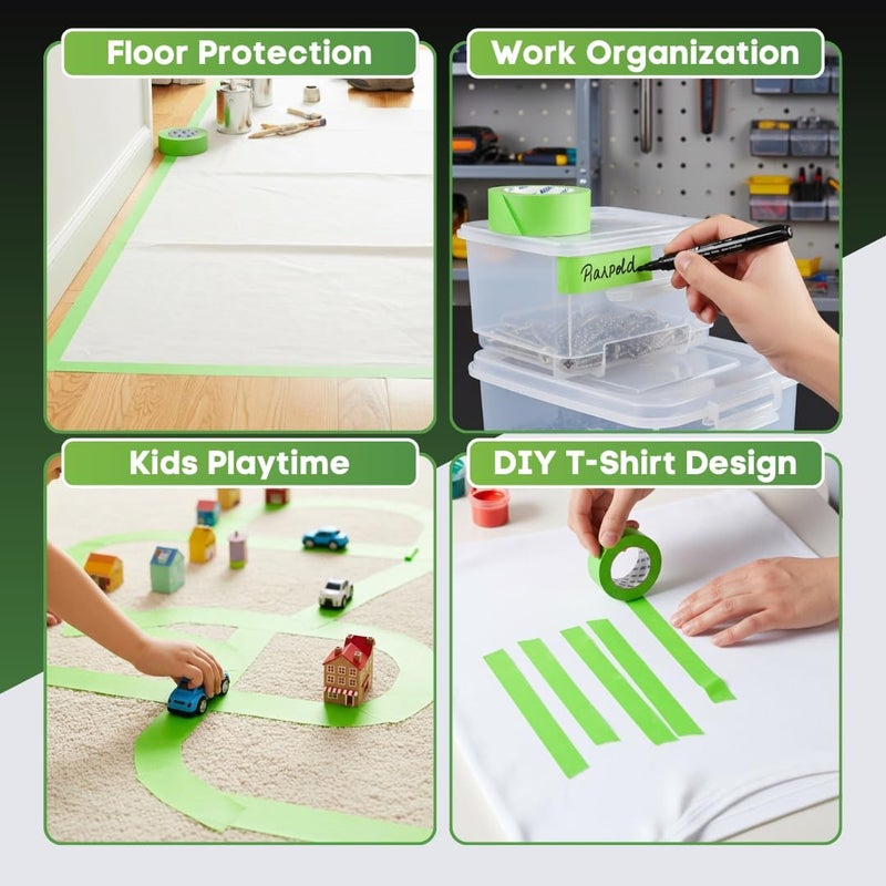 MARKQ شريط لاصق أخضر - عرض 2 بوصة، طول 20 ياردة - إزالة نظيفة، خطوط طلاء حادة - مثالي لمشاريع DIY، التسمية، الفنون والحرف (لفة واحدة) - Image 4