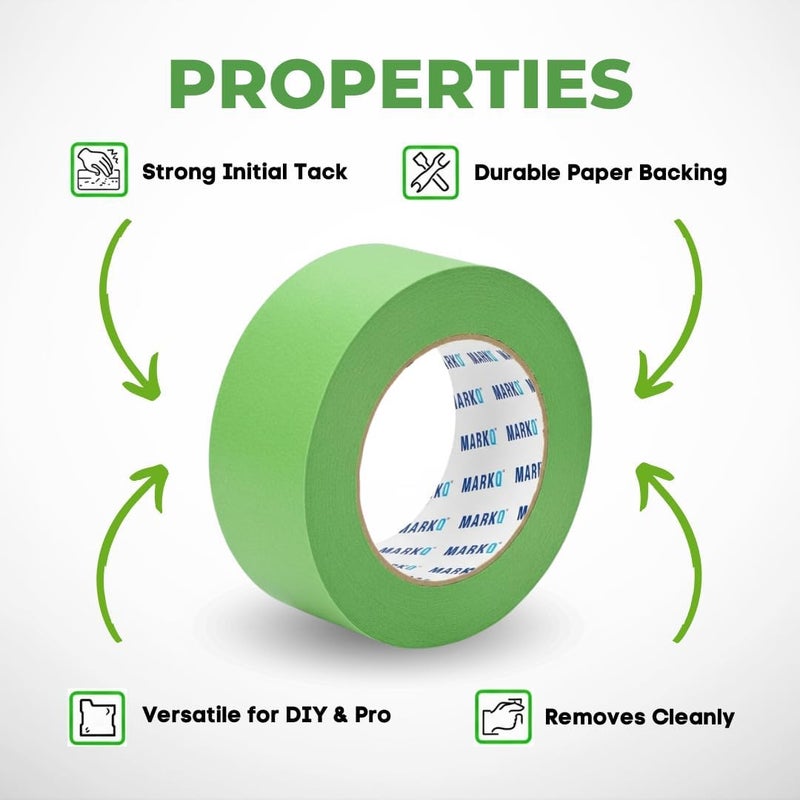 MARKQ شريط لاصق أخضر - عرض 2 بوصة، طول 20 ياردة - إزالة نظيفة، خطوط طلاء حادة - مثالي لمشاريع DIY، التسمية، الفنون والحرف (لفة واحدة) - Image 3