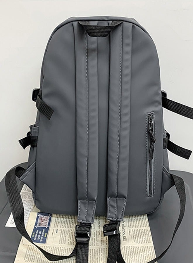 Joychic Polyester Water Resistant Flap Closure Backpack Brief Wear-resistant School Bag With Cartoon Pendant Grey For Middle High College Students - Image 3