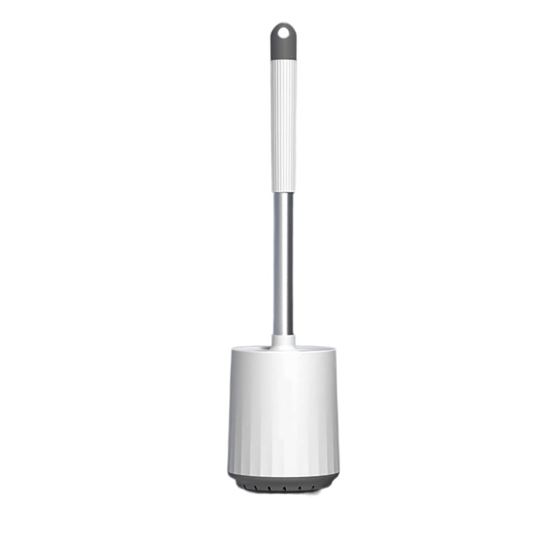 KERMIS Toilet Brush and Holder Set for Bathroom with Aluminum Handle & Soft Silicone Bristle Sturdy Cleaning Toilet Bowl Brush Set Cleaner for Bathroom Storage and Organization - Image 1