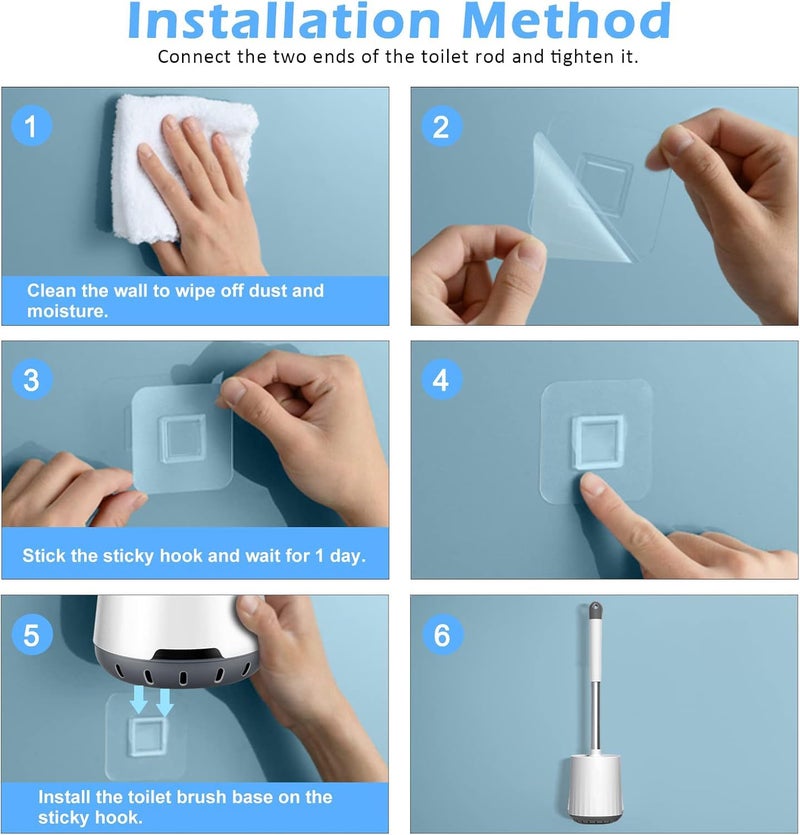 KERMIS Toilet Brush and Holder Set for Bathroom with Aluminum Handle & Soft Silicone Bristle Sturdy Cleaning Toilet Bowl Brush Set Cleaner for Bathroom Storage and Organization - Image 5