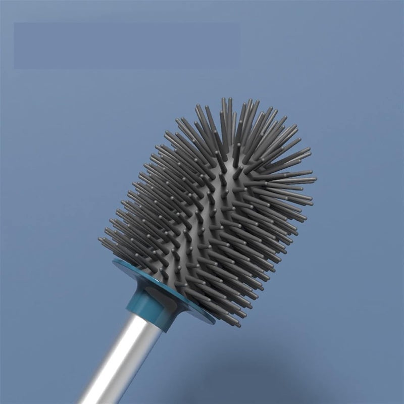KERMIS Toilet Brush and Holder Set for Bathroom with Aluminum Handle & Soft Silicone Bristle Sturdy Cleaning Toilet Bowl Brush Set Cleaner for Bathroom Storage and Organization - Image 3