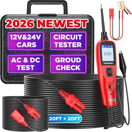 Autel Circuit Tester 2026, PowerScan PS100 Automotive Circuit Tester, 12-24V Electrical Short Open Breaker Circuit Finder, Digital Multimeter/Relay & Diode Resistance Tool Kit, 20FT Extra Cord - Image 1