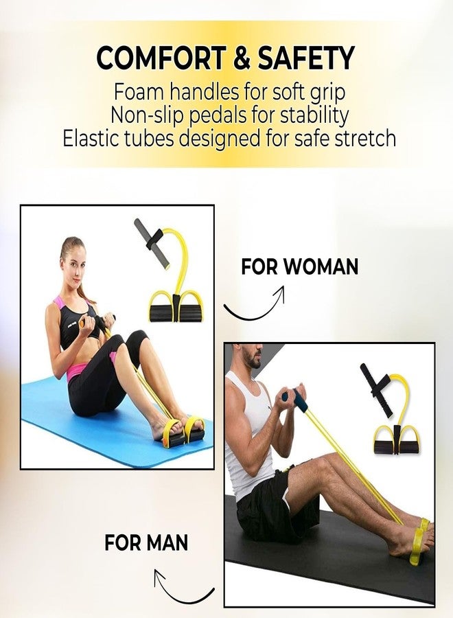 XYNO Pull Reducer Training Bands-4 Tubes Body Pedal Exerciser Yoga Crossfit Exercise, Arm Exercise, Tummy Body Building Training Men and Womeno (Multi) - Image 5