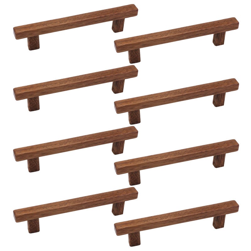 Semetall 8Pcs Walnut Wood Drawer Pulls,5 inch Hole Center Pull Handles Wood,Wooden Handles for Dresser Drawers,Cabinets,Kitchen,Wardrobe - Image 1