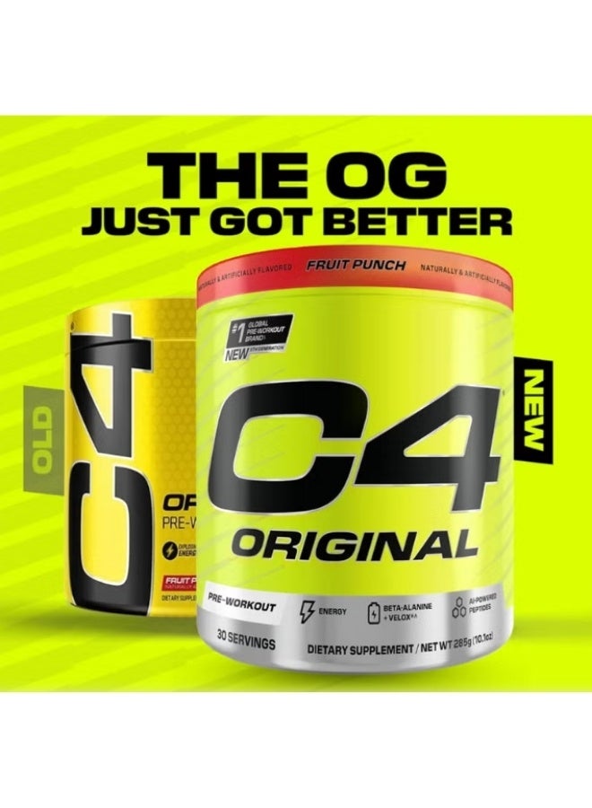 Cellucor C4 Original Pre-Workout Powder – Fruit Punch Flavor 200mg Caffeine, 2g CarnoSyn Beta-Alanine, Creatine Nitrate Sugar-Free Energy & Endurance Formula 285g 30 Servings - Image 2