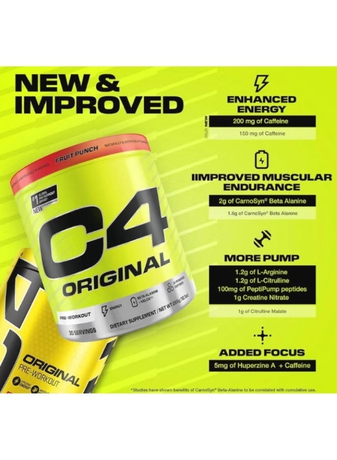 Cellucor C4 Original Pre-Workout Powder – Fruit Punch Flavor 200mg Caffeine, 2g CarnoSyn Beta-Alanine, Creatine Nitrate Sugar-Free Energy & Endurance Formula 285g 30 Servings - Image 5