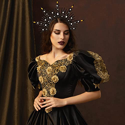 Fantherin Mary Halo Crown Headband Spiked Zip Tie Halo Crown Sunburst Goddess Headpiece with Crystal - Image 2