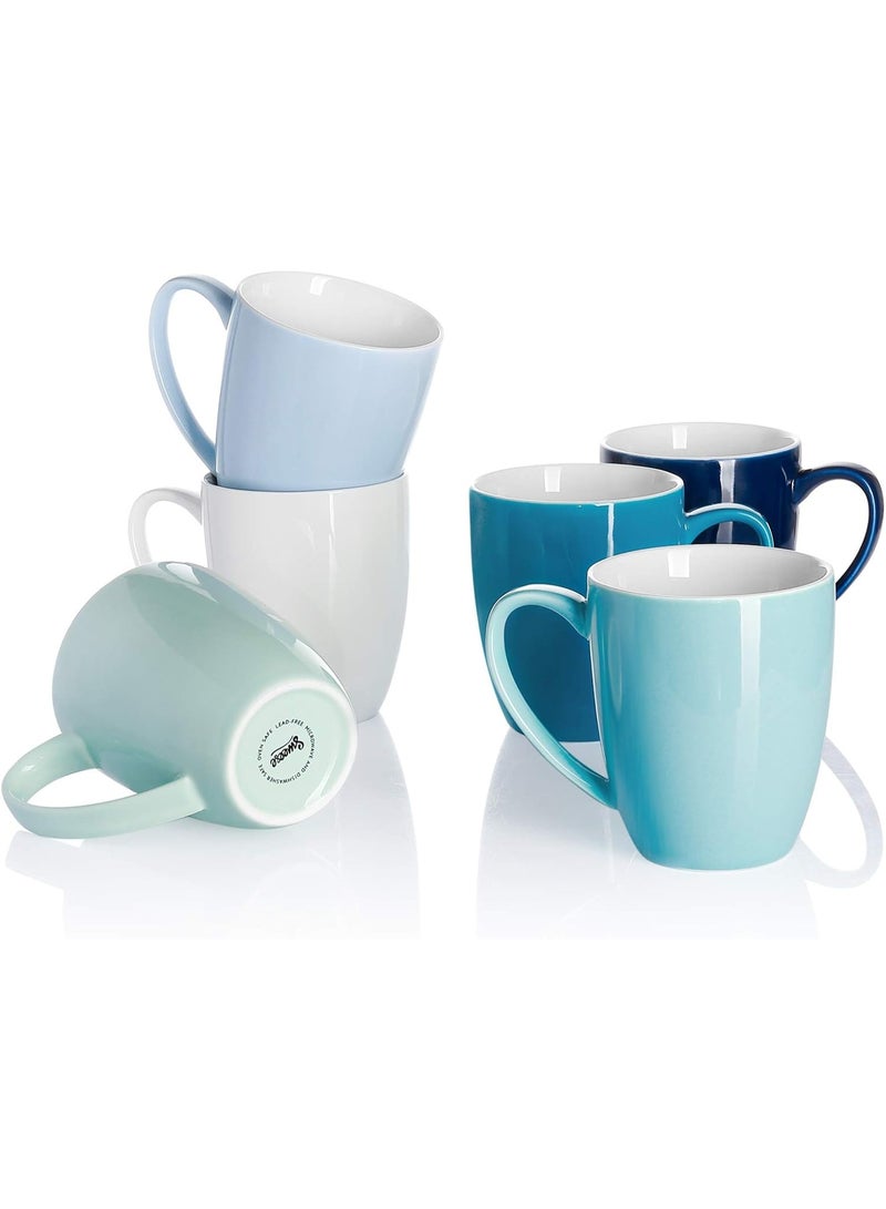 Sweese Porcelain Coffee Mugs - 12 Ounce - Set of 6, Cups for Latte, Hot Tea, Cappuccino, Mocha, Cocoa, Multicolor, 611.003 Blue Assorted Colors - Image 1