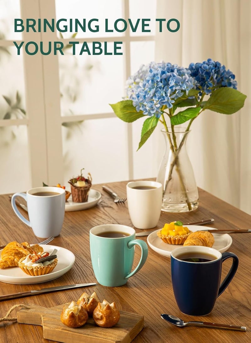 Sweese Porcelain Coffee Mugs - 12 Ounce - Set of 6, Cups for Latte, Hot Tea, Cappuccino, Mocha, Cocoa, Multicolor, 611.003 Blue Assorted Colors - Image 3