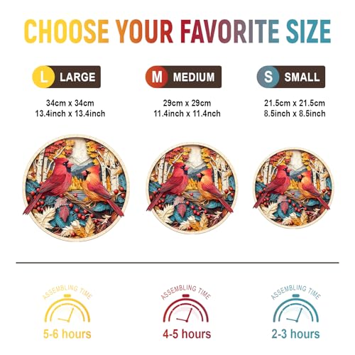 Purdicra Wooden Puzzles for Adults Autumn Cardinal Wooden Jigsaw Puzzle Unique Animal Shaped Wood Puzzles Adult Christmas Birthday Gifts for FriendsFamily Home Decor 114 114in 200pcs - Image 5