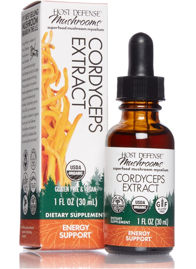 Host Defense - , Cordyceps Extract, Supports Energy and Stamina, Mushroom Supplement, Plain, 1 fl oz - Image 1
