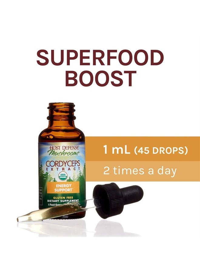 Host Defense - , Cordyceps Extract, Supports Energy and Stamina, Mushroom Supplement, Plain, 1 fl oz - Image 1