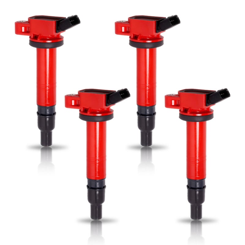 ENA Set of 4 Red Ignition Coil Compatible with Toyota 4Runner Hiace Hilux Tacoma 27L Replacement for UF495