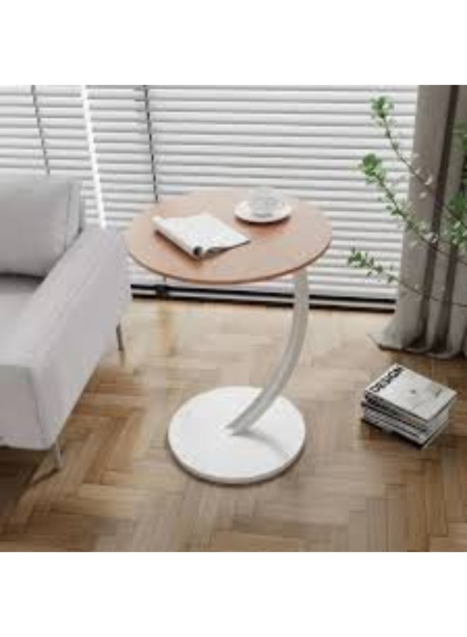Round End Table : Metal Frame Couch Side Table white Sofa Table for Living Room Bedroom Bedside Laptop Snack Coffee - Image 4