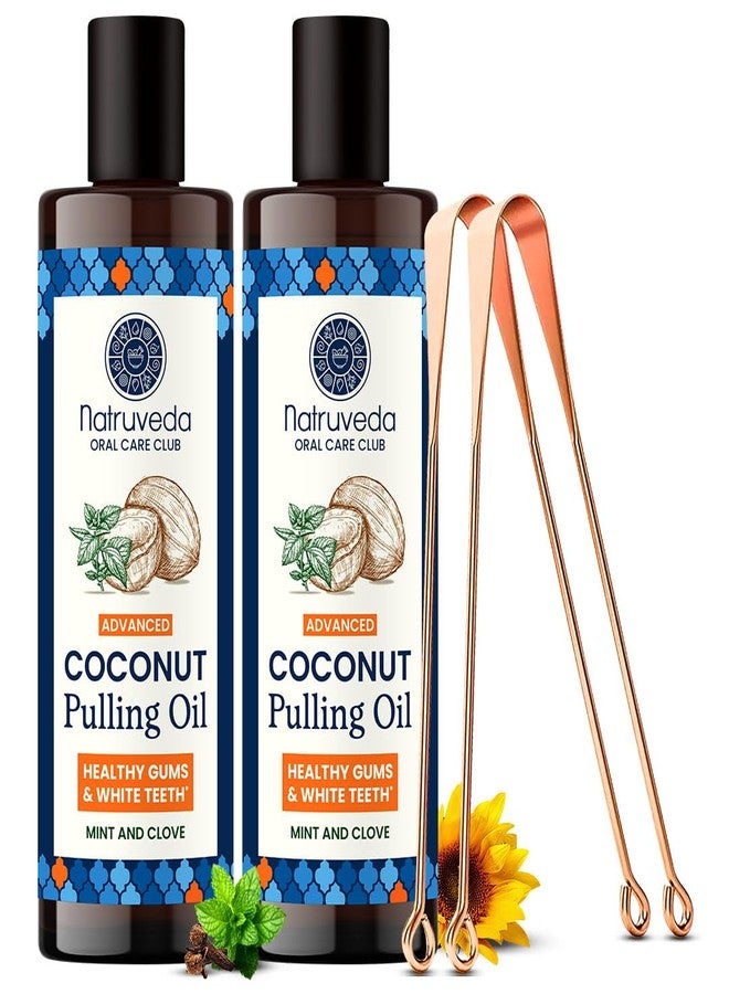 Natruveda Advanced Coconut Oil Pulling Mouthwash - 20 oz | Extra Virgin Coconut Oil | Naturally Whitens Teeth & Supports Healthy Gums | Chemical-Free | USA-Based Supplier | Mint Fresh (Pack of 2) - Image 1