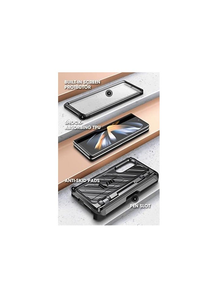 سوبكيس حافظة SUPCASE Unicorn Beetle Pro Series مصممة لهاتف Galaxy Z Fold 4 5G (إصدار 2022)، حافظة حماية متينة بطبقة مزدوجة لكامل الجسم مع واقي شاشة مدمج - أسود - Image 4