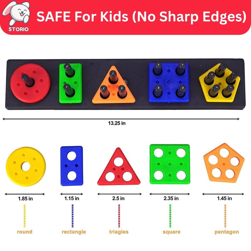 Storio كتل الزاوية الهندسية، ألعاب الفرز والتكديس للأطفال الصغار وأطفال مرحلة ما قبل المدرسة، هدية فرز الأشكال الملونة، كتل تعليمية، لعبة تعليمية للأطفال من 1 إلى 3 سنوات، 26 قطعة - Image 3