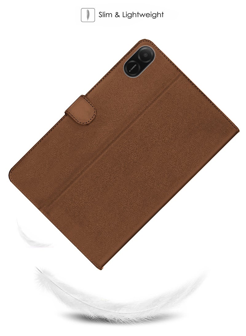 OMAKER Honor Pad X8a 2024 (11 Inch) PU Leather Magnetic Closure Flip Case Cover (TCFPSR) - Brown - Image 2
