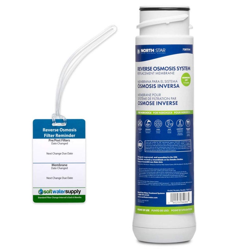Soft Water Supply  7287514 Reverse Osmosis Membrane Filter with RO Filter Change Reminder Tag  Fits NSRO42C4  1 Count
