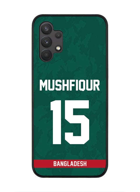 Rugged Black Edge Case for Samsung Galaxy A32 (LTE / 4G), Slim fit Soft Case Flexible thin Cover - Player Name - Mushfiqur Rahim, Jersey Number- 15