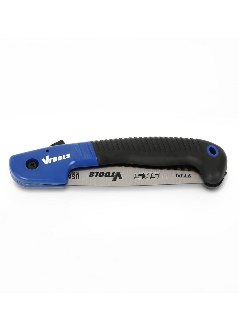 VTOOLS 8 Inch Folding Outdoor Saw With 7 Hardened SK5 Blade For Cutting Branches Compact Design Triple Teeth  - Image 3
