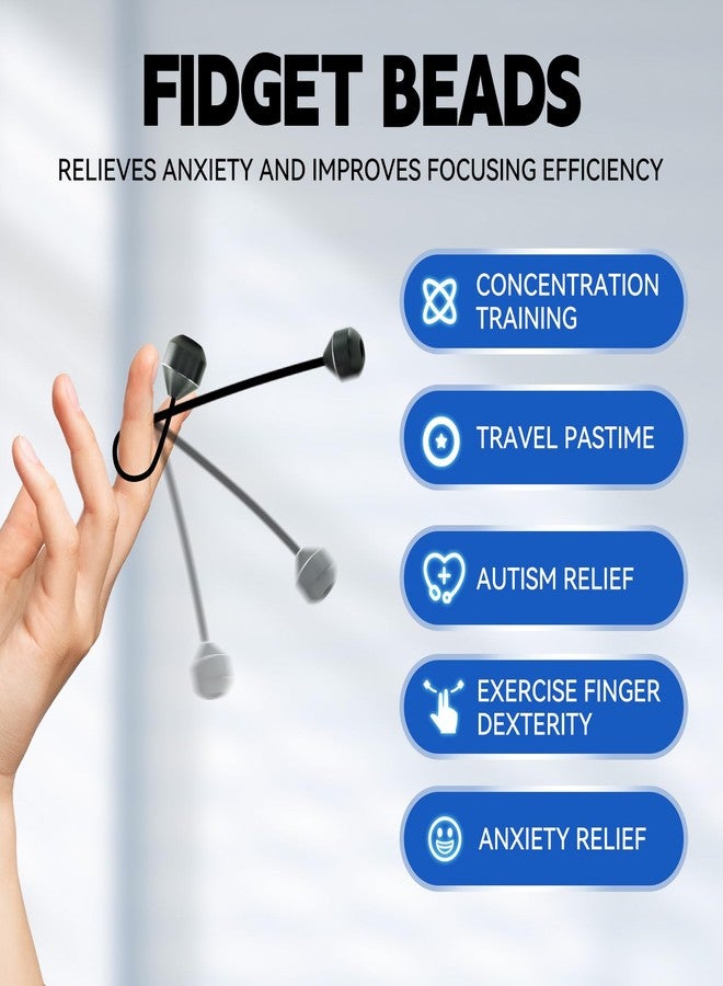 خرزات التململ، لعبة تململ معدنية، لعبة تخفيف القلق EDC للرجال والنساء والمراهقين، ألعاب تخفيف التوتر للاعبين المهرة (أسود) - Image 2