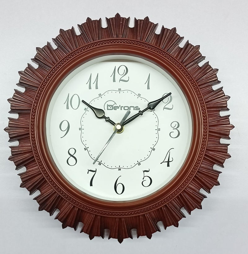 De'rons De’rons Designer Wooden Look Plastic Quartz Wall Clock Watch for Home Kitchen Bedroom Hall Living Room Office (DC-77 Red Wood) - Image 2