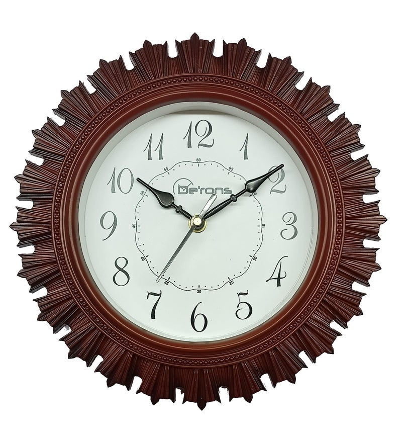 De'rons De’rons Designer Wooden Look Plastic Quartz Wall Clock Watch for Home Kitchen Bedroom Hall Living Room Office (DC-77 Red Wood) - Image 5