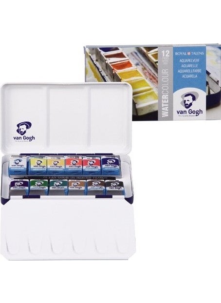 Talens Van Gogh 1/2 Tablet Watercolor Set 12 Colors Metal Box 