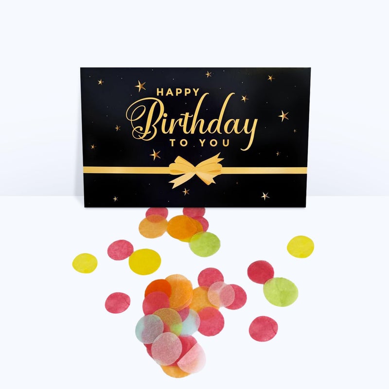 FETTIPOP 2-in-1 Surprise Boom Envelope Card with Confetti Exploding for Birthday (Black-Gold) â€“ Funny Gift, Unique Card for Cash, Tickets, Gift Cards - Image 2