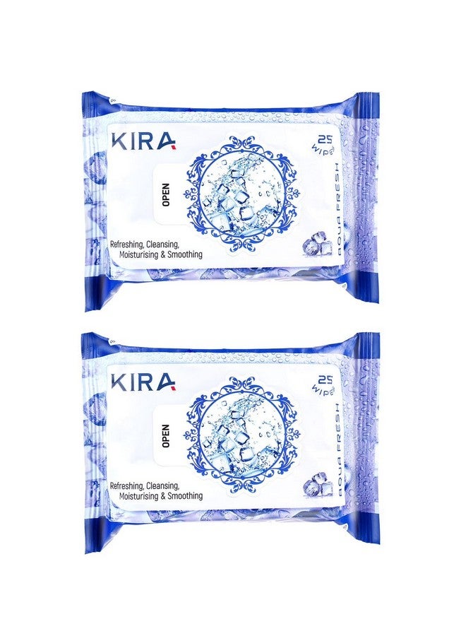 KIRA Face Wipes, Facial Cleansing And Gentle Make Up Remover Wipes, Face & Body Wipes For Post Workout And Camping, Wipes For Gives Refreshing (Aqua Fresh 25Count (Pack Of 1)) - Image 3