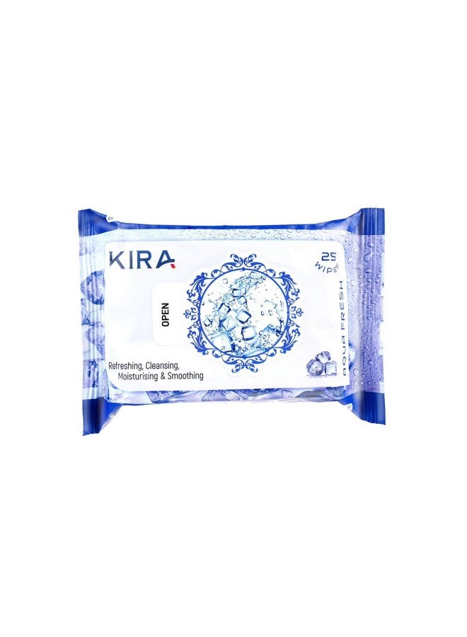KIRA Face Wipes, Facial Cleansing And Gentle Make Up Remover Wipes, Face & Body Wipes For Post Workout And Camping, Wipes For Gives Refreshing (Aqua Fresh 25Count (Pack Of 1)) - Image 1