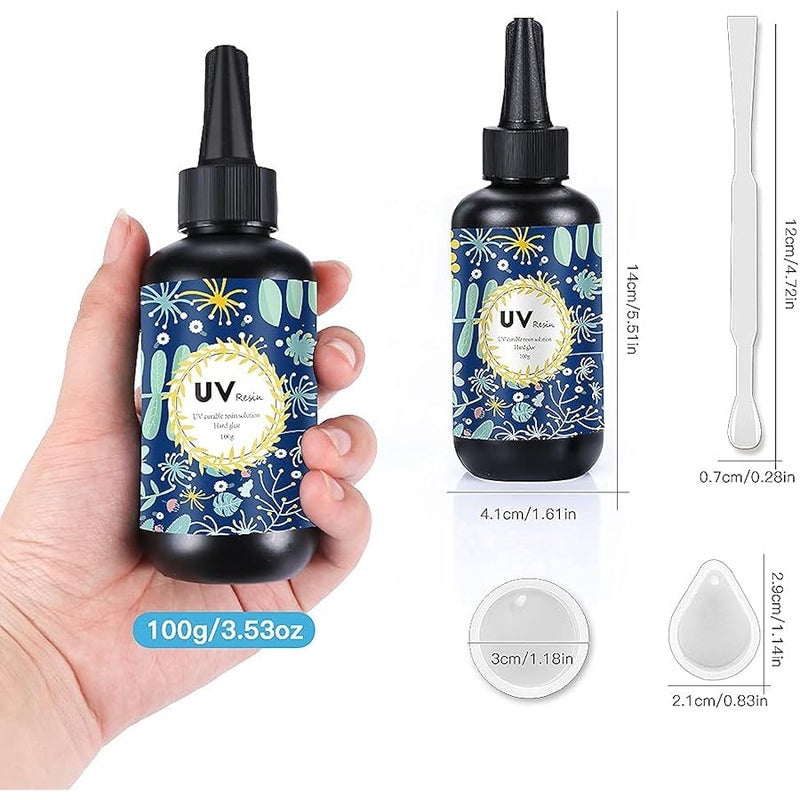 OSBANG Crystal Clear Hard UV Resin Improved Formula UV Quick-Curing Resin Jewellery Making Craft Decoration Hard Transparent Glue Sun Cure Sunshine Active Resin (100g) - Image 3