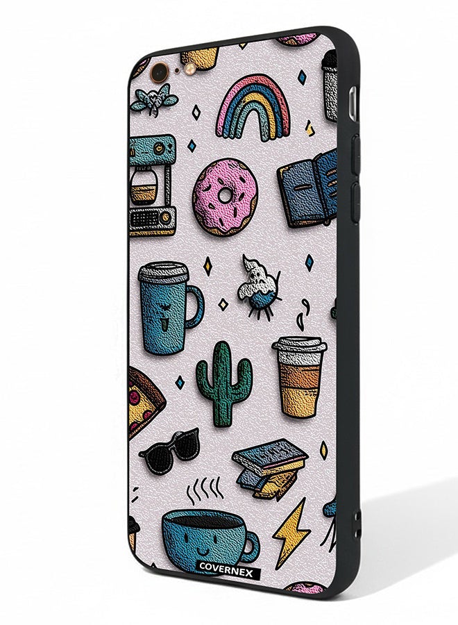 Covernex Apple iPhone 6s Plus Protective Case Cover Printed Featuring Coffee and Snacks Doodle Pattern - Image 1