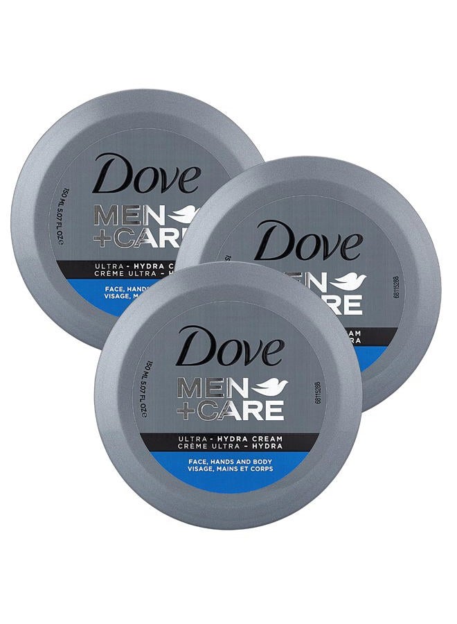 Dove Men+Care Ultra Hydra Cream, Face, Hands and Body care, All Skin Types, 3-Pack of 5.07 Oz Each, Jar - Image 1